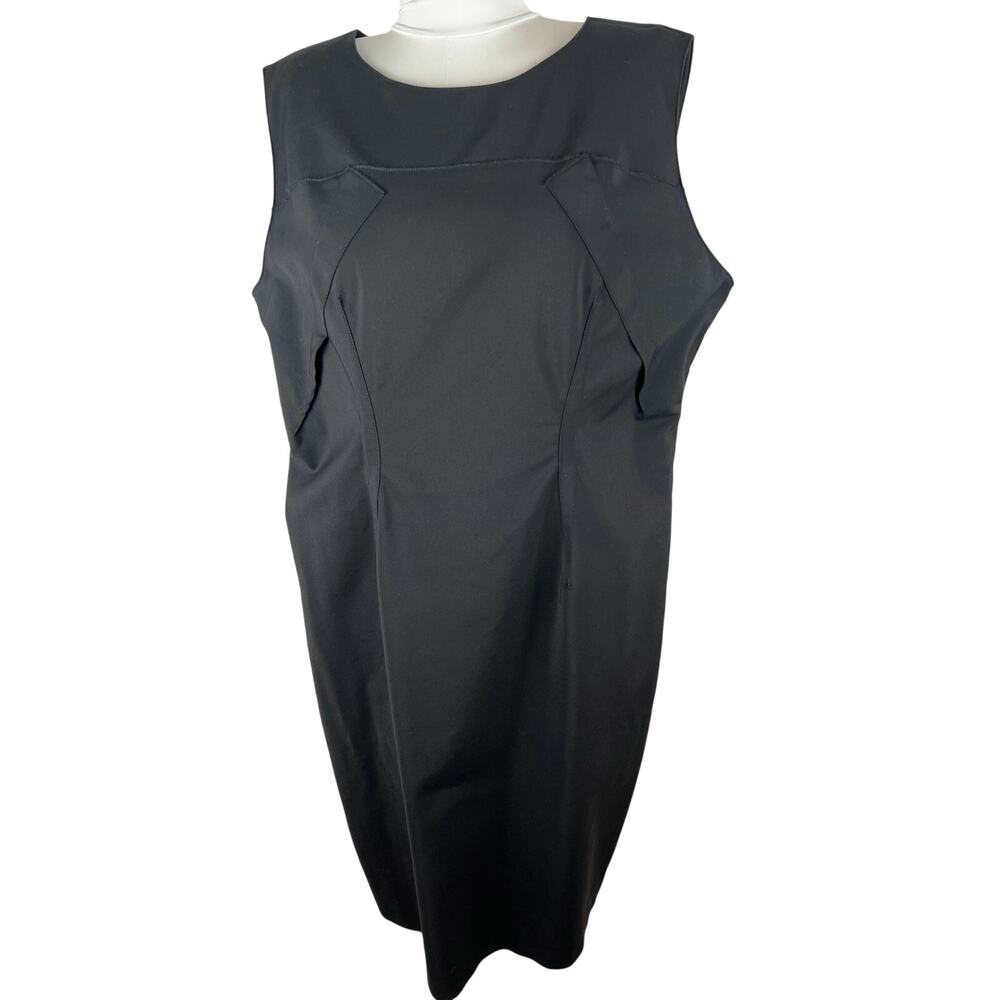 ELOQUII Black Cotton Stretch Sleeveless Sheath Midi Dress Plus Size 18